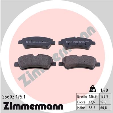 Bremsbelagsatz, Scheibenbremse Hinterachse Zimmermann 25603.175.1 von Zimmermann