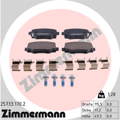 Bremsbelagsatz, Scheibenbremse Hinterachse Zimmermann 25733.170.2 von Zimmermann