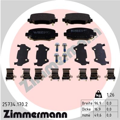 Bremsbelagsatz, Scheibenbremse Hinterachse Zimmermann 25734.170.2 von Zimmermann