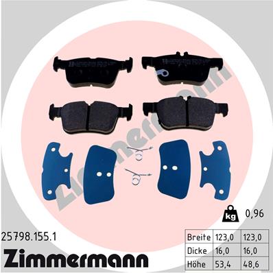 Bremsbelagsatz, Scheibenbremse Hinterachse Zimmermann 25798.155.1 von Zimmermann