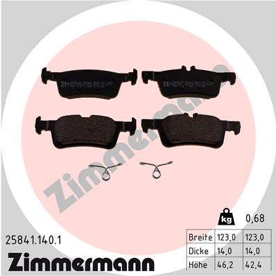 Bremsbelagsatz, Scheibenbremse Hinterachse Zimmermann 25841.140.1 von Zimmermann