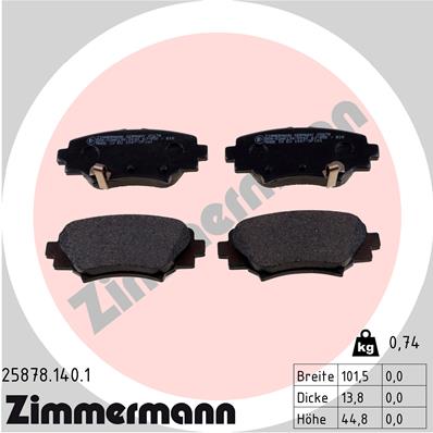 Bremsbelagsatz, Scheibenbremse Hinterachse Zimmermann 25878.140.1 von Zimmermann