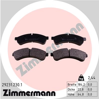 Bremsbelagsatz, Scheibenbremse Hinterachse Zimmermann 29231.230.1 von Zimmermann