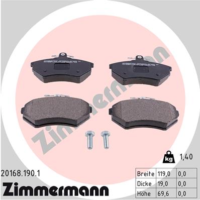 Bremsbelagsatz, Scheibenbremse Vorderachse Zimmermann 20168.190.1 von Zimmermann