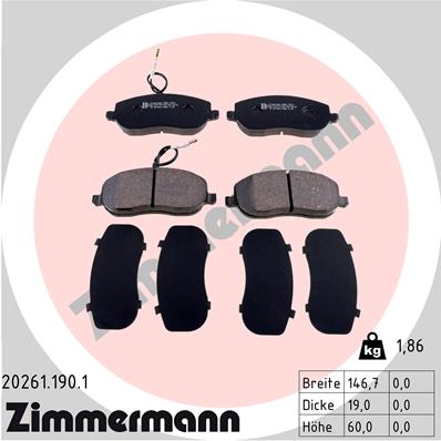 Bremsbelagsatz, Scheibenbremse Vorderachse Zimmermann 20261.190.1 von Zimmermann