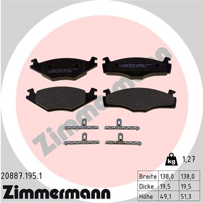 Bremsbelagsatz, Scheibenbremse Vorderachse Zimmermann 20887.195.1 von Zimmermann