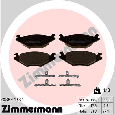 Bremsbelagsatz, Scheibenbremse Vorderachse Zimmermann 20889.173.1 von Zimmermann