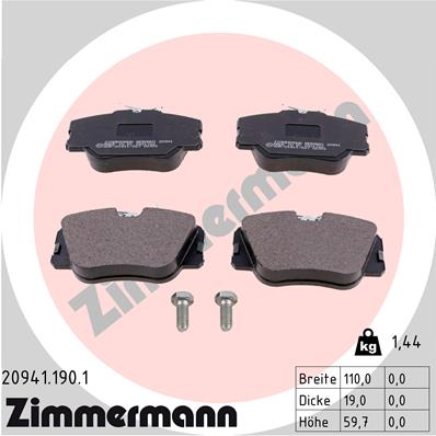 Bremsbelagsatz, Scheibenbremse Vorderachse Zimmermann 20941.190.1 von Zimmermann