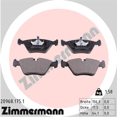 Bremsbelagsatz, Scheibenbremse Vorderachse Zimmermann 20968.175.1 von Zimmermann