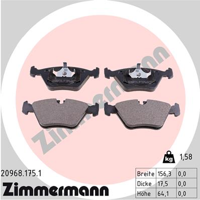 Bremsbelagsatz, Scheibenbremse Vorderachse Zimmermann 20968.175.1 von Zimmermann