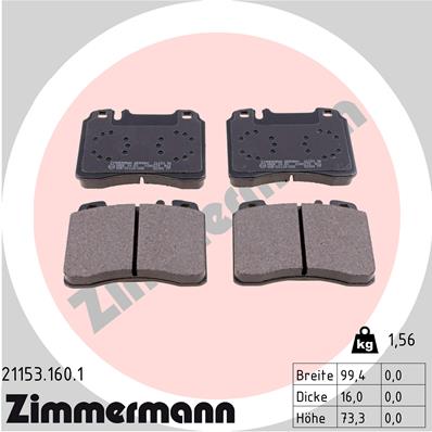 Bremsbelagsatz, Scheibenbremse Vorderachse Zimmermann 21153.160.1 von Zimmermann