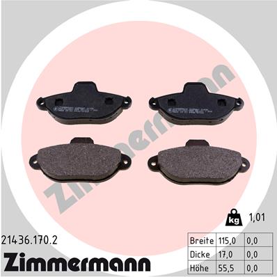 Bremsbelagsatz, Scheibenbremse Vorderachse Zimmermann 21436.170.2 von Zimmermann