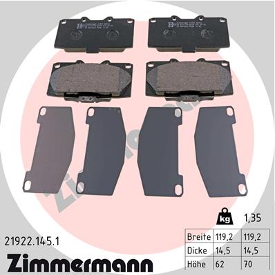 Bremsbelagsatz, Scheibenbremse Vorderachse Zimmermann 21922.145.1 von Zimmermann