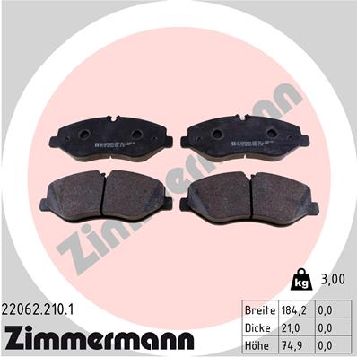 Bremsbelagsatz, Scheibenbremse Vorderachse Zimmermann 22062.210.1 von Zimmermann