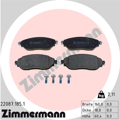 Bremsbelagsatz, Scheibenbremse Vorderachse Zimmermann 22087.185.1 von Zimmermann