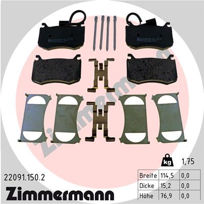 Bremsbelagsatz, Scheibenbremse Vorderachse Zimmermann 22091.150.2 von Zimmermann