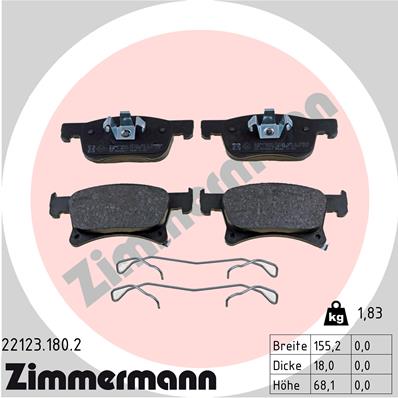 Bremsbelagsatz, Scheibenbremse Vorderachse Zimmermann 22123.180.2 von Zimmermann