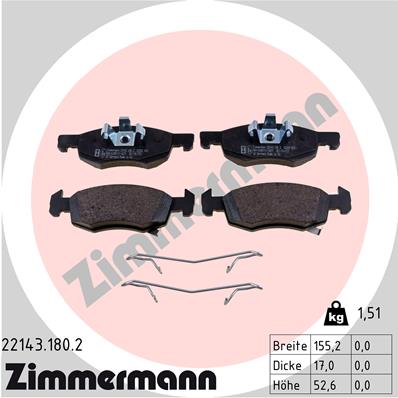 Bremsbelagsatz, Scheibenbremse Vorderachse Zimmermann 22143.180.2 von Zimmermann