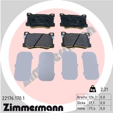 Bremsbelagsatz, Scheibenbremse Vorderachse Zimmermann 22176.170.1 von Zimmermann