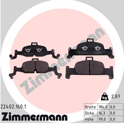 Bremsbelagsatz, Scheibenbremse Vorderachse Zimmermann 22402.160.1 von Zimmermann