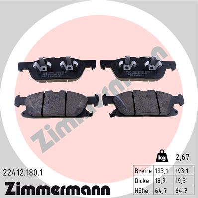 Bremsbelagsatz, Scheibenbremse Vorderachse Zimmermann 22412.180.1 von Zimmermann