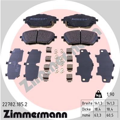 Bremsbelagsatz, Scheibenbremse Vorderachse Zimmermann 22782.185.2 von Zimmermann