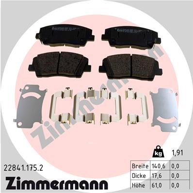 Bremsbelagsatz, Scheibenbremse Vorderachse Zimmermann 22841.175.2 von Zimmermann