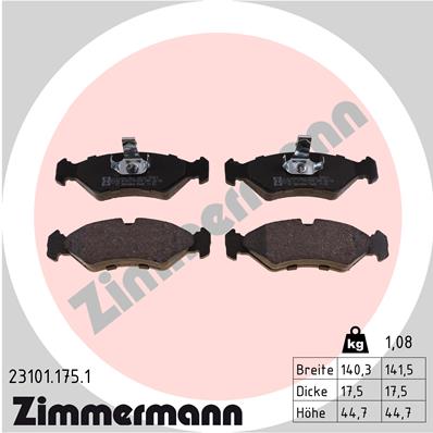 Bremsbelagsatz, Scheibenbremse Vorderachse Zimmermann 23101.175.1 von Zimmermann