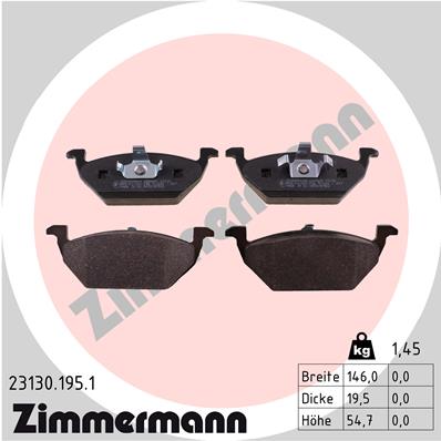 Bremsbelagsatz, Scheibenbremse Vorderachse Zimmermann 23130.195.1 von Zimmermann