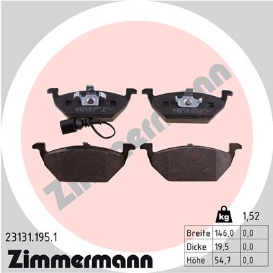 Bremsbelagsatz, Scheibenbremse Vorderachse Zimmermann 23131.195.1 von Zimmermann