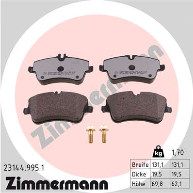 Bremsbelagsatz, Scheibenbremse Vorderachse Zimmermann 23144.995.1 von Zimmermann