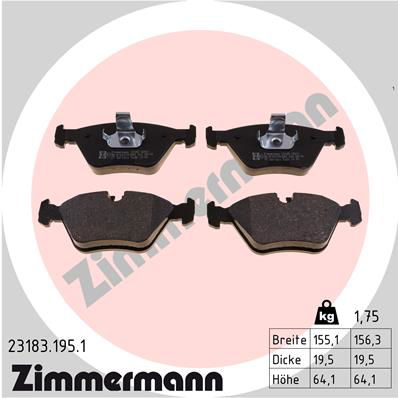 Bremsbelagsatz, Scheibenbremse Vorderachse Zimmermann 23183.195.1 von Zimmermann