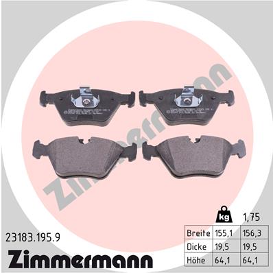 Bremsbelagsatz, Scheibenbremse Vorderachse Zimmermann 23183.195.9 von Zimmermann