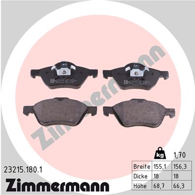 Bremsbelagsatz, Scheibenbremse Vorderachse Zimmermann 23215.180.1 von Zimmermann