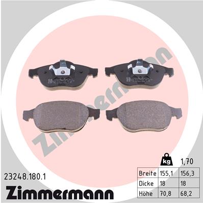 Bremsbelagsatz, Scheibenbremse Vorderachse Zimmermann 23248.180.1 von Zimmermann