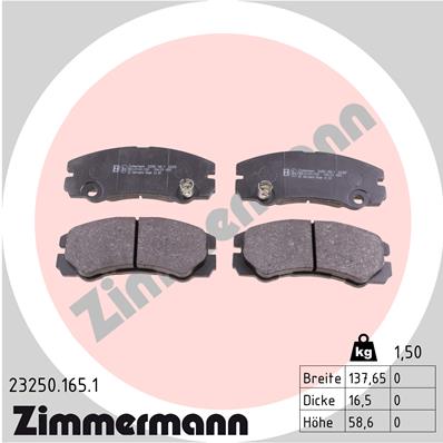 Bremsbelagsatz, Scheibenbremse Vorderachse Zimmermann 23250.165.1 von Zimmermann