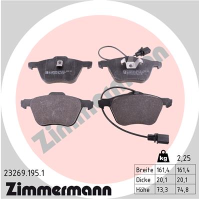 Bremsbelagsatz, Scheibenbremse Vorderachse Zimmermann 23269.195.1 von Zimmermann