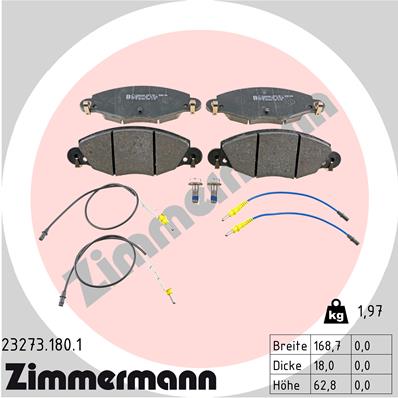 Bremsbelagsatz, Scheibenbremse Vorderachse Zimmermann 23273.180.1 von Zimmermann