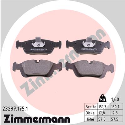 Bremsbelagsatz, Scheibenbremse Vorderachse Zimmermann 23287.175.1 von Zimmermann