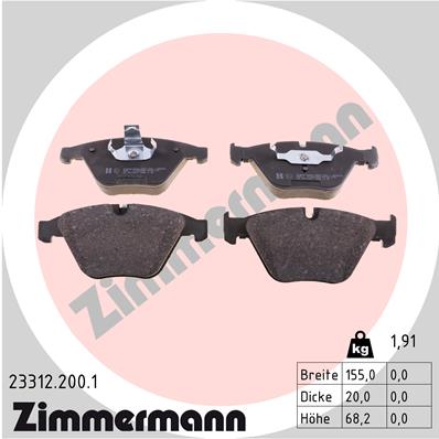 Bremsbelagsatz, Scheibenbremse Vorderachse Zimmermann 23312.200.1 von Zimmermann