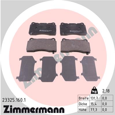 Bremsbelagsatz, Scheibenbremse Vorderachse Zimmermann 23325.160.1 von Zimmermann