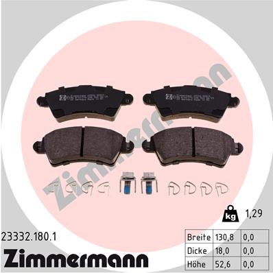 Bremsbelagsatz, Scheibenbremse Vorderachse Zimmermann 23332.180.1 von Zimmermann