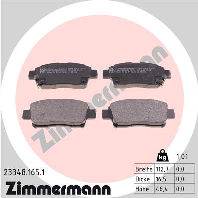 Bremsbelagsatz, Scheibenbremse Vorderachse Zimmermann 23348.165.1 von Zimmermann