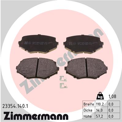 Bremsbelagsatz, Scheibenbremse Vorderachse Zimmermann 23354.140.1 von Zimmermann