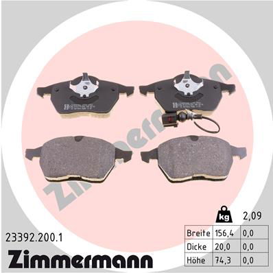 Bremsbelagsatz, Scheibenbremse Vorderachse Zimmermann 23392.200.1 von Zimmermann