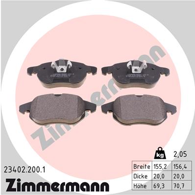 Bremsbelagsatz, Scheibenbremse Vorderachse Zimmermann 23402.200.1 von Zimmermann