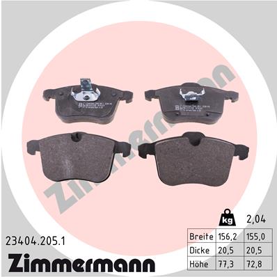 Bremsbelagsatz, Scheibenbremse Vorderachse Zimmermann 23404.205.1 von Zimmermann