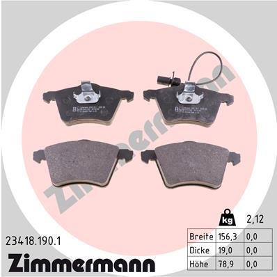 Bremsbelagsatz, Scheibenbremse Vorderachse Zimmermann 23418.190.1 von Zimmermann