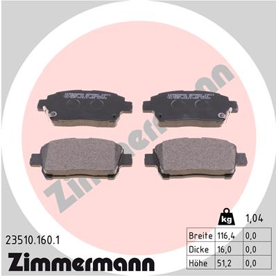 Bremsbelagsatz, Scheibenbremse Vorderachse Zimmermann 23510.160.1 von Zimmermann