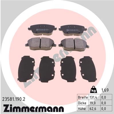 Bremsbelagsatz, Scheibenbremse Vorderachse Zimmermann 23581.190.2 von Zimmermann